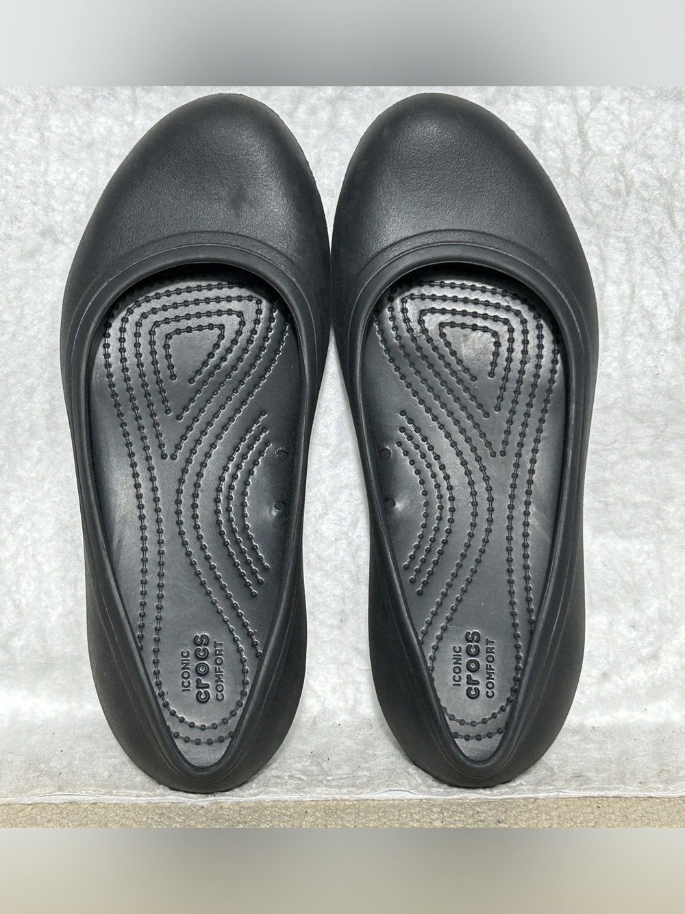 Crocs Womens Black Lightweight Slip Resistant SlipOn Work Ballet Flat Shoes SZ 7 - Picture 5 of 11